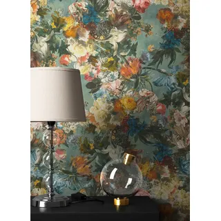 Newroom Vliestapete, Blumentapete Grün Bunt Wallpaper Floral Blumen Tapete Pflanzen Wohnzimmer Schlafzimmer Büro Flur grün