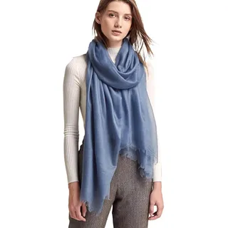 Prettystern Damen 100% Kaschmir-Stola leicht Ring Pashmina-Schal Abendkleid Stola XL fein drün Cashmere Blau Jeansblau - 200 cm X 100 cm