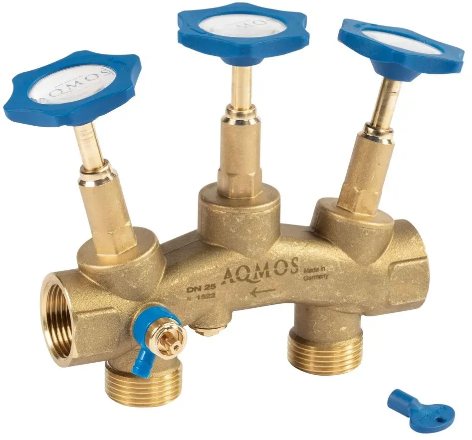 Aqmos Montageblock 1" mit Verschneidung, Bypass und Probeentnahmehahn AQMB-1