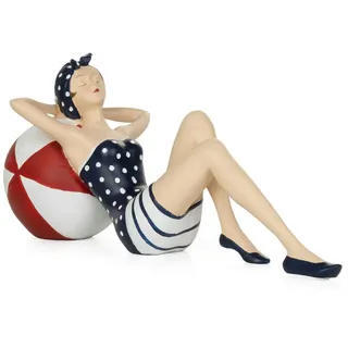 moritz Deko-Figur Badenixe im Badeanzug entspannt sich auf Wasserball Maritime Deko aus Polyresin Dekorations Idee Standdeko Badzimmer Statue Skulptur