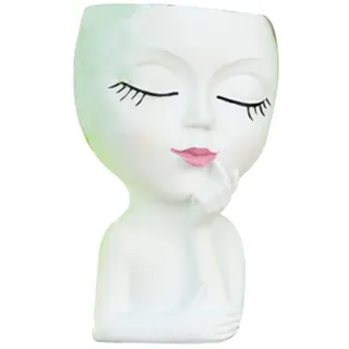 Asuinxurr Süßer Blumentopf mit Kopf/Blumentopf mit Gesicht, für Zimmerpflanzen, Blumentopf mit Mädchengesicht, Süßer Blumentopf mit Damenkopf,