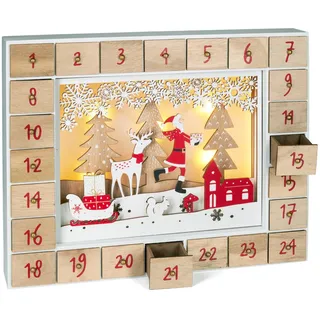 Wiederverwendbarer Adventskalender Weihnachtsmann im Wald 35,5 x 6 x 27 cm