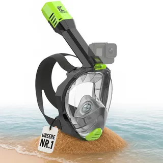Khroom Schnorchelmaske Erwachsene Vollmaske | In Höhle der Löwen vorgestellt | Unsere Beste CO2 sichere Tauchermaske Seaview Pro zum Schnorcheln | Vollgesichtsmaske Schnorchelmaske (L/XL Neon-Grün)