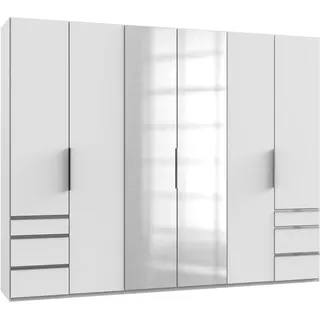Level 300 x 236 x 58 cm weiß mit Spiegeltüren und Schubladen