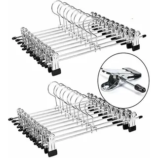 Odipie - Metall-Hosenbügel, Clip-Kleiderbügel, Hosenbügel, Hosenständer mit verstellbaren Chrom-Clips, Metallbügel, Anti-Falten-Rock-Kleiderbügel,