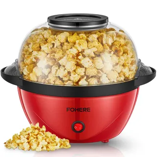 FOHERE Popcornmaschine, 3.5L Popcorn Maker für Zuhause, Elektrische Rühr Popcorn Popper mit Zucker & Öl, Antihaftbeschichtung, Stille und Schnelle, Für Filmabende,Heiligabend
