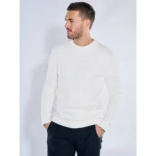 emilio adani Herren Pullover strukuriert Weiß regular uni Rundhals - M