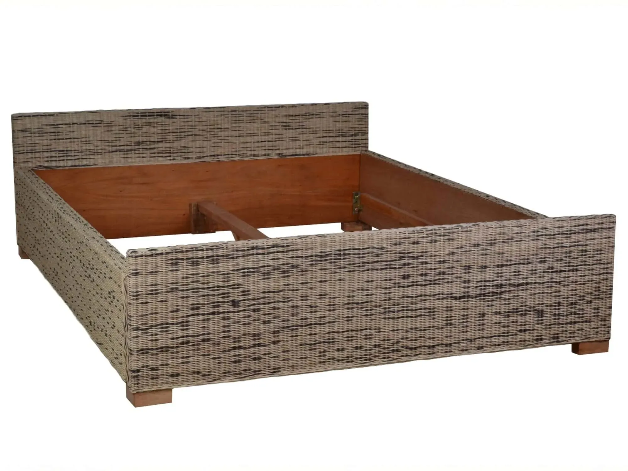 Rattanbett 140x200cm 'Luna' Massivholz, Rattan Mango
