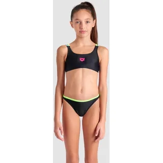 Arena Sport Bikini Mädchen arena Kinder GIRLS TWO PIECES SWIMSUIT, Black-soft Green-water-soft Green 116