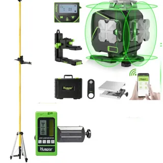 Huepar Kreuzlinienlaser Huepar S04CG LCD-Bildschirm 4D Laser mit Halterung und Hebebasis schwarz