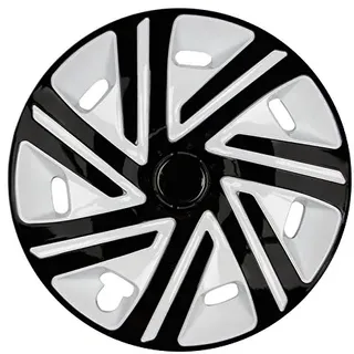 Premium Radkappen Radzierblenden Radblenden 'Modell: Cyrkon' 4er Set, Farbe: Schwarz-Weiß, Felgendurchmesser:14 Zoll