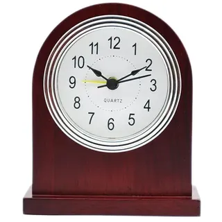 JAWSEU Analog Holz Wecker ohne Ticken - Retro Tischuhr Vintage für Wohnzimmer, Küche oder Büro