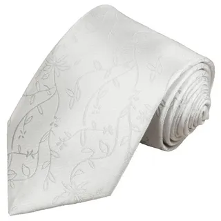 Paul Malone Krawatte Herren Hochzeitskrawatte floral - Mikrofaser - Bräutigam Breit (8cm), silber weiß V20 weiß normal | 8 cm x 150 cm