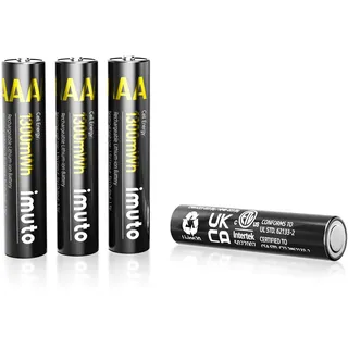 imuto Batterien AAA 4 Stück Wiederaufladbare Lithium 1,5V (1300-IMU4AAA)