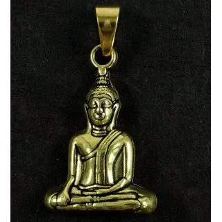 Guru-Shop Kettenanhänger Buddha Kettenanhänger aus Messing - gold goldfarben