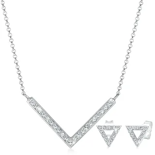 Elli Dreieck Geo Edgy 925 Silber, mit Kristallen von Swarovski® silberfarben Damen