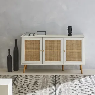 sweeek Sideboard mit Holzoptik und Rohrgeflecht 120 cm - sweeek
