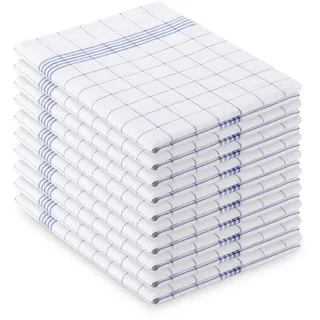 Vaily Geschirrtücher Blau-Kariert 10er Pack - 70 x 45 cm aus 100% Baumwolle