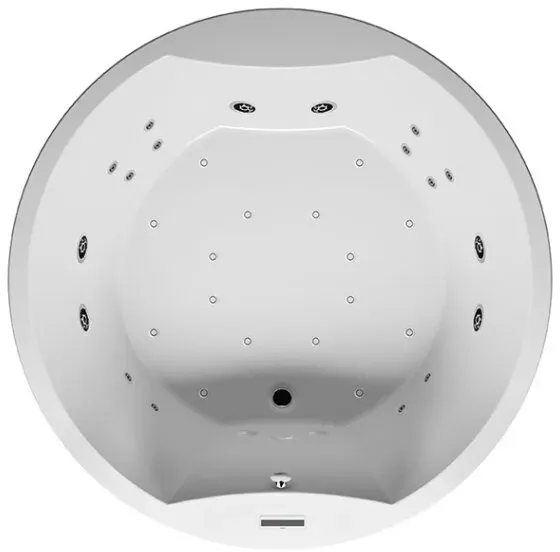 Riho Colorado Ø180cm, runde Badewanne mit Whirlpoolsystem Joy, glänzende Oberfläche