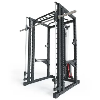 ATLETICA Power Rack R7-Daemon mit Steckgewichten und Smith Machine schwarz 122 cm x 191 cm x 204 cm