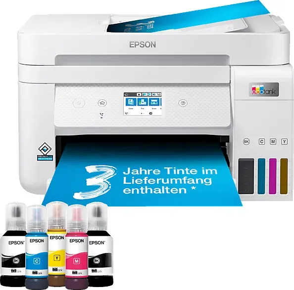 Epson EcoTank ET-4856 A4-Multifunktions-Wi-Fi-Tintentankdrucker, mit einem im Lieferumfang enthaltenen Vorrat an Tinten bis zu 3 Jahren