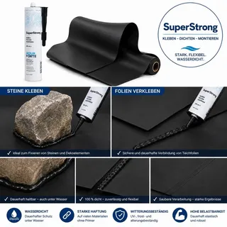 AquaForte Teichkleber 1 x 290 ml Super Strong schwarz MS Polymer Teich Filter Kleber