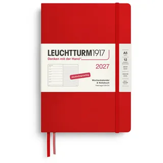 leuchtturm1917 gmbh, am spakenberg 45, 21502 geesthacht, kontakt@leuchtturm1917.com Wochenkalender & Notizbuch Medium A5 Dotted Pink 2027