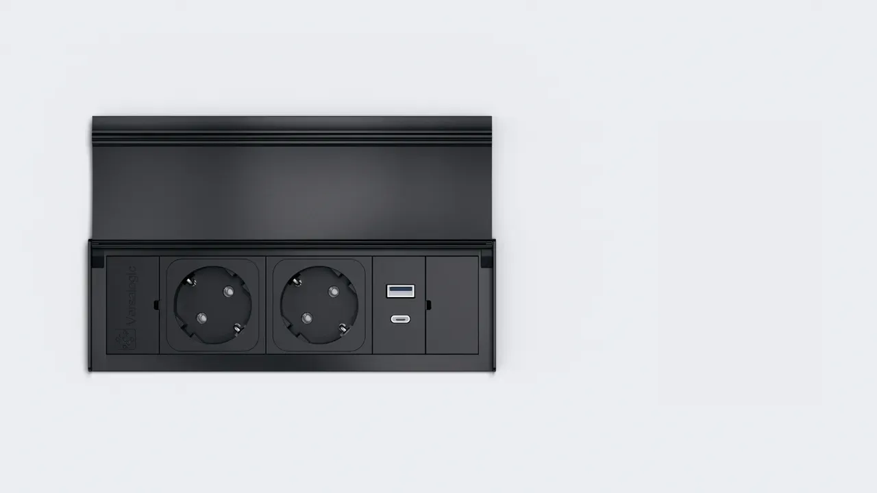 Naber 7053275 Versalid 2fach Steckdose und USB A/C mit Deckel mattschwarz