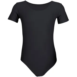 Aquarti Mädchen Kurzarm Ballettanzug Einfarbig, Farbe: Schwarz, Größe: 146 - 146
