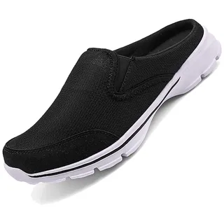 Acfoda Leichte Atmungsaktive Sabots Herren Pantoletten Slip On Hausschuhe Sommer Pantoffeln Outdoor Sports Freizeit Walking Schuhe Low Top mit Antirutsch Foam Sohle Schwarz 47 - 47 EU