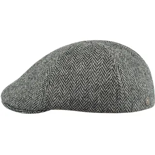 Sterkowski Rusty Kappe | Harris Tweed Schirmmütze für Herren und Frauen | Schiebermütze Herren Winter Schlägermütze Herren Flatcap Herren Herren Schirmmütze Winter Kasket Herren 54 Schwarz/Grau - 54