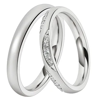 Trauring DOOSTI "Schmuck Geschenk Edelstahl Trauring Ehering Partnerring LIEBE" Gr. 54, silber (edelstahlfarben, kristallweiß), Fingerringe, 54,mit Zirkonia, Edelstahl, 3mm, wahlweise mit oder ohne Zirkonia