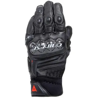 Dainese Carbon 4 Short Gloves, Kurze Motorradhandschuhe aus Leder, mit Knöchelprotektoren aus Carbon, Mann, Schwarz/Schwarz, L