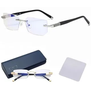Neslemy Brille, Autofokus Brille Mit Selbsteinstellung, Intelligente Zoom-Brillen Mit Blaulichtschutz Für Damen Und Herren, Für Menschen Mittleren & Höheren Alters, Weiche Silikon-Nasenpads (Silber) - /