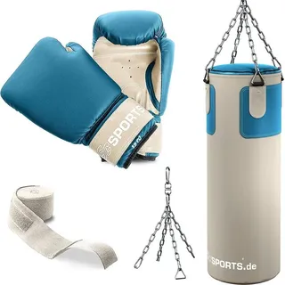 ScSPORTS ScSPORTS® Boxsack Set 25kg Gefüllt Boxhandschuhen Boxbandagen Erwachsene Boxset