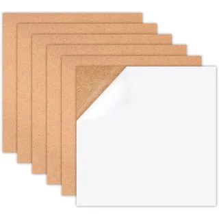 6 Blatt 30 x 30 cm Korkplatte Selbstklebend, 1mm Dicke Korktafel für Bastelarbeiten, Kork-Rechteck-Isolierkorkplatten, Einfache Zuschnitte / Korkplatte zum Basteln / Klebekork, für Heimwerker