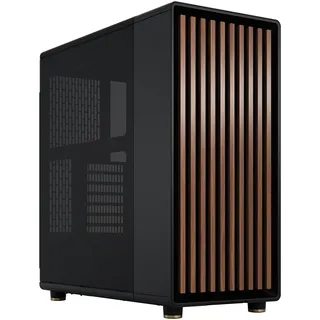 Fractal Design North Charcoal Black - Front aus Walnussholz – Seitenteile aus Mesh – Zwei 140-mm-Aspect-PWM-Lüfter enthalten – Intuitives Innenraum-Layout – ATX Mid-Tower PC-Gehäuse für Gaming