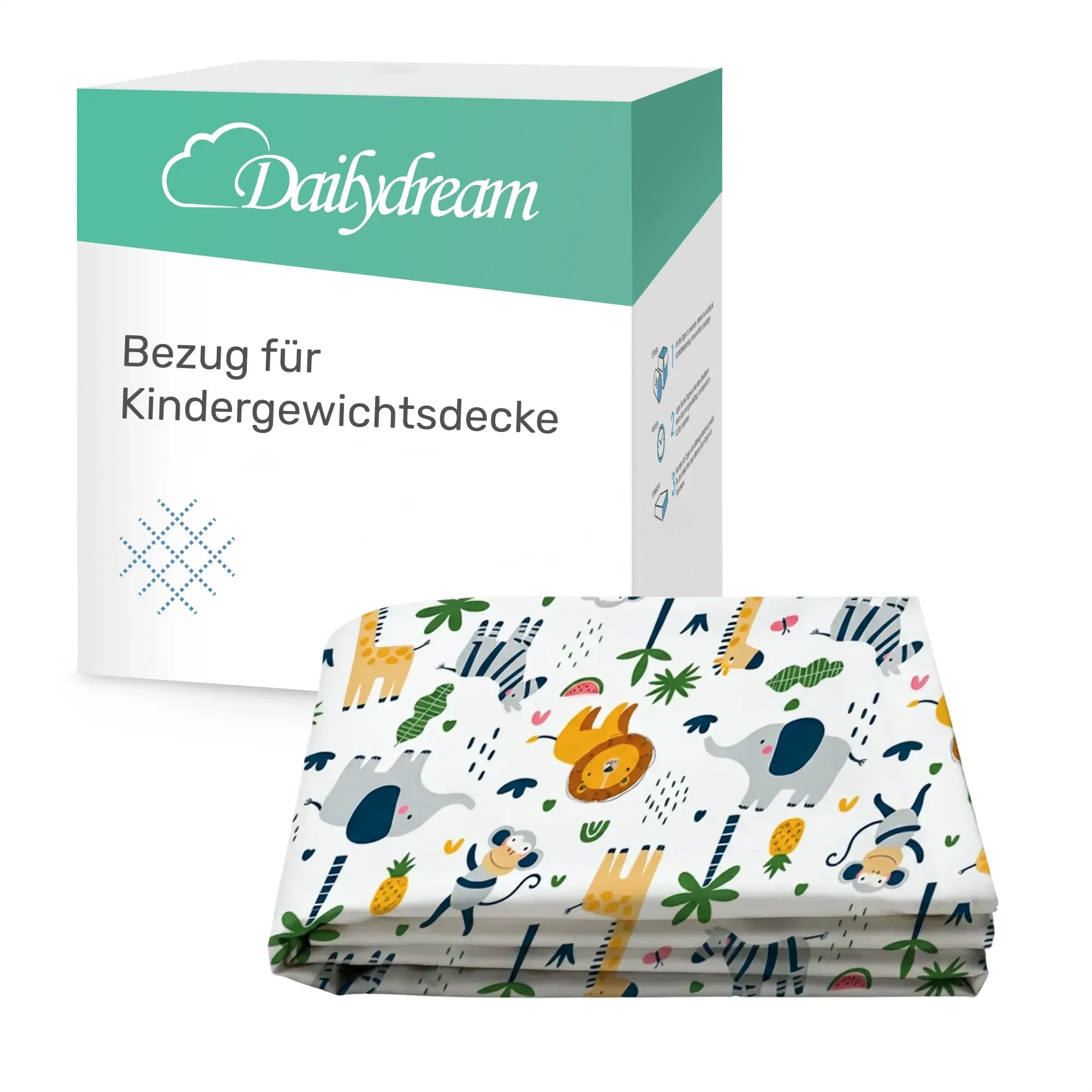 Gewichtsdeckenbezug für Kinder aus 100% Baumwolle, Edition "Safari" - 90x120cm