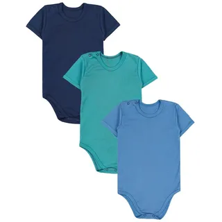 TupTam Baby Body Kurzarm – 3er Set aus 100% Baumwolle bis Größe 134, Farbe: Jeansblau/Dunkelblau/Dunkelgrün, Größe: 110 - 110