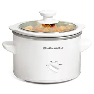 Elite Gourmet MST-250XW# Keramik-Schongarer, elektrisch, mit einstellbarer Temperatur, für Vorspeisen, Saucen, Suppen, Braten, Eintöpfe und Dips, spülmaschinenfest (1,7 l, weiß)