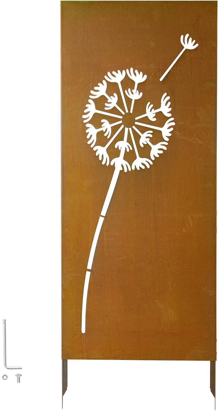 VEVOR Paravent 60x158 cm, Raumteiler aus Metall, Trennwand mit Erdspießen & Stahlplatte, Sichtschutz, Raumtrenner, Dekorative Sichtschutzwand, Ideal für Garten, Terrasse, Hof, Balkon