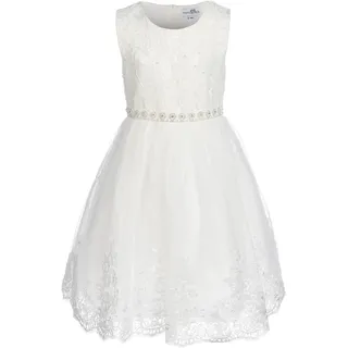 Tüllkleid HAPPY GIRLS, Mädchen, Gr. 122, N-Gr, beige (ecru), Web, Obermaterial: 100% Polyester, festlich, Midi, Rundhals, Kleider