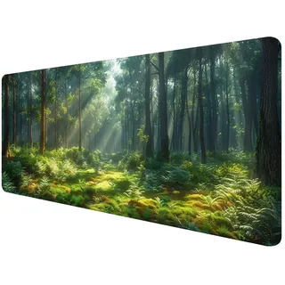 Gaming Mauspad XXL 900 x 400 mm, Wald Mauspad Groß mit Vernähten Kanten, Gaming Mousepad Baum mit Verbessert Präzision und Geschwindigkeit, Gaming Mousepad XXL Wasserdicht für Gaming, Büro, Zimmer J-9