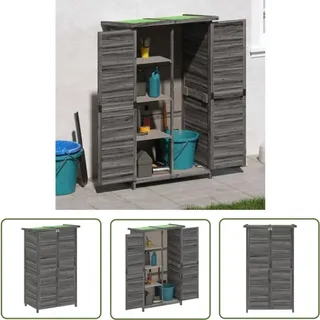 The Living Store Geräteschuppen Grau 83x57x140 cm Massivholz Kiefer - Gartengeräte - Geräteschuppen - Holzhäuser - Outdoormöbel - Gartenorganisation