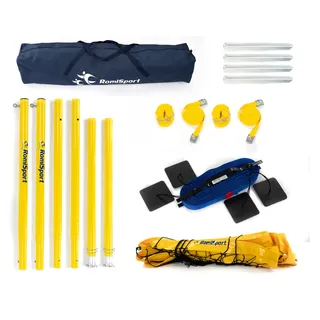 RomiSport Set für Beachvolleyball komplettes Netz + Pfosten + Feldmarkierung Courtline, 9.5 m Volleyballnetz Outdoor im Freien für Beach Grass Park-Veranstaltungsorte
