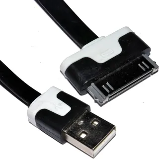30 Polig iPhone iPod iPad Daten & Ladekabel USB Flach Kabel Schwarz 2 m [2 Meter/2m]