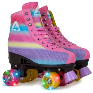 Apollo Disco Roller, Classic Roller, Rollschuhe für Kinder und Erwachsene, größenverstellbare Quad-Skates, 3 Größen, verstellbar von 31 bis 42, Rollschuhe Damen in schicken Designs