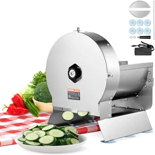 Vevor Elektrischer Gemüsehobel, 0–12 mm Dicke, Einstellbare kommerzielle Schneidemaschine, Manueller Edelstahl-Lebensmittelschneider, Aufschnittmaschine, für Kartoffeln, Zitronen, Tomaten, Äpfel