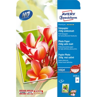 Avery Zweckform Premium Inkjet Fotopapier A4, 250 g/m2 20 Blatt