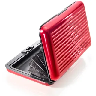 Vallet VALLET® Kreditkartenetui aus Aluminium für Damen & Herren | blockiert RFID & NFC | für Kreditkarten Personalausweis EC-Karten | Kartenetui Kartenhülle Karten Portemonnaie Etuis | Rot